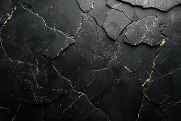 A black and gold wall with cracks and holes