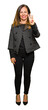 © Krakenimages.com - Beautiful middle age woman wearing fashion jacket showing and pointing up with fingers number three while smiling confident and happy.