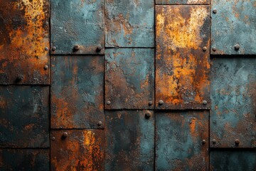 A wall made of rusted metal with a lot of holes and a lot of rust