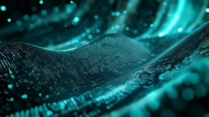 Aufkleber - Abstract digital wave with binary code flowing on dark background is a perfect background for topics like programming, big data and cybersecurity