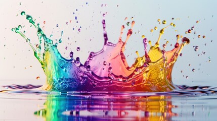 Poster - Vibrant Colorful Water Splash on Calm Surface