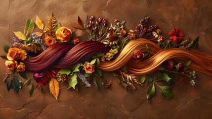 Poster - Vibrant Floral Arrangement with Colorful Hair Strands