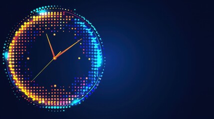 Poster - vibrant digital clock design with colorful dots