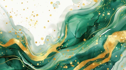 Canvas Print - Elegant Green and Gold Abstract Art Design