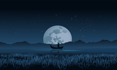 Wall Mural - moon in the river