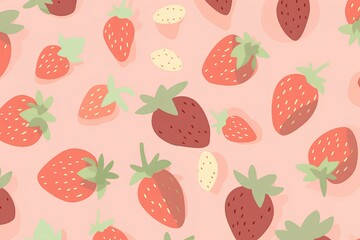 Wall Mural - seamless pattern with strawberry