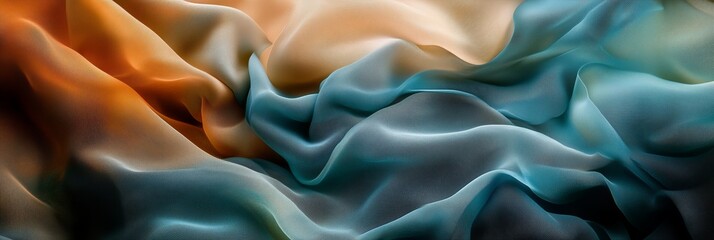 Poster - A photo of an abstract composition with multiple layers of fabric in various shades, creating dynamic waves and shapes that suggest movement and depth.