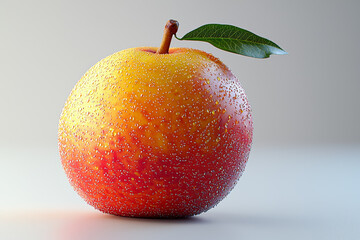 Sticker - A mango isolated on a white background highlights its smooth skin and golden hue. Concept of fruit isolated on white.