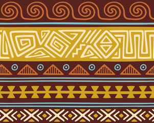 ethnic seamless pattern. repeating tribal ornament with abstract geometric shapes and symbols in nav