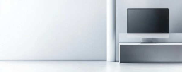 Aufkleber - Modern White Office Corner with Sleek Computer Desk