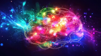Poster - Colorful Digital Brain with Circuitry Design