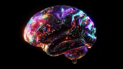 Poster - Multicolored Holographic Brain Visualization