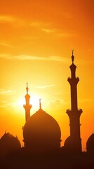 Poster - Silhouette of a Mosque at Sunset.