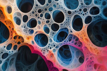 Aufkleber - Abstract background of a complex network of interconnected spheres and lines in vibrant colors.