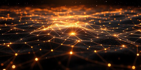 Poster - Abstract digital network with glowing points connected by lines and a dark background.