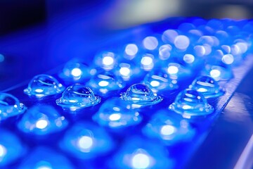 Poster - Close-up of Liquid Droplets on Metallic Surface