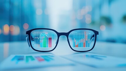 Aufkleber - Business meeting with AR glasses projecting data charts, clean background, Techinspired, Modern, Photorealism