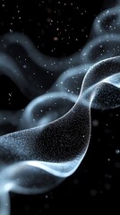 Poster - Abstract wavy glowing light trail on a black background.