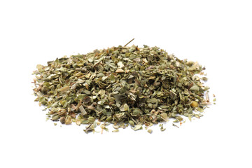 Wall Mural - Pile of dried oregano isolated on white