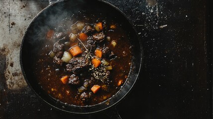 Dramatic Beef Bourguignon in a Skillet