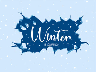 Wall Mural - Ice background and snowing for winter season concept. Hand drawn isolated illustrations.