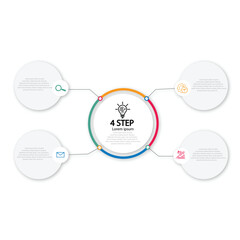 Vector infographic label design with circle infographic template design and 4-5- options or steps. Can be used for process diagram, presentation, workflow