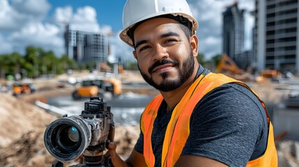 Civil Engineer Surveying the Site Development and Evaluating Construction Materials for an Upcoming Infrastructure Project