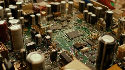Poster - Intricate Circuit Board with Electronic Components