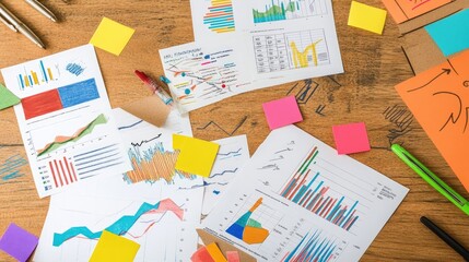 Poster - Colorful Charts and Graphs on a Workspace Table