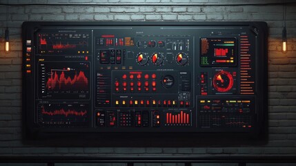 Poster - Futuristic Control Panel with Dynamic Readouts