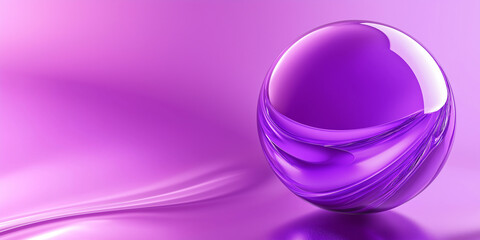 Poster - Purple sphere reflecting on glossy surface abstract background
