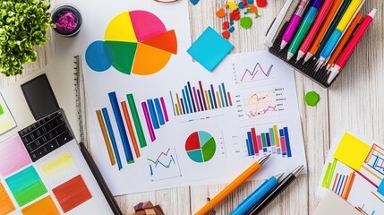Poster - Colorful Data Visualization on Office Desk