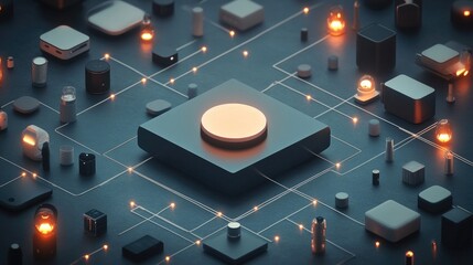 Poster - Abstract Technology Background with Circuits and Lights