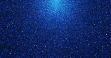Poster - intense data stream effect with dense blue particles radiating from a central light source. the part