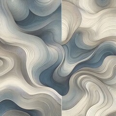 Fototapete - Black Wavy Lines Isolated on White Abstract Background Design