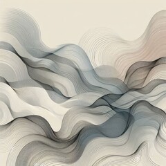 Fototapete - Black Wavy Lines Isolated on White Abstract Background Design