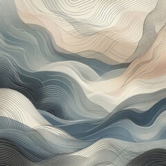 Fototapete - Black Wavy Lines Isolated on White Abstract Background Design
