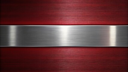 Extreme close-up dark red silver metallic shiny stripe abstract background