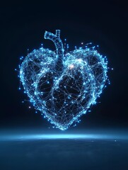 Sticker - A digital heart shape with glowing particles representing love, technology, connection, emotions, and innovation.