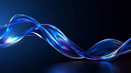 Poster - Abstract cool neon blue wave design on dark background, perfect for technology, energy, and fluidity concepts.