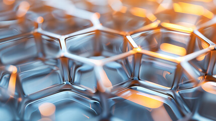 Poster - abstract background 3d wallpaper Futuristic 3D honeycomb pattern in transparent materials.