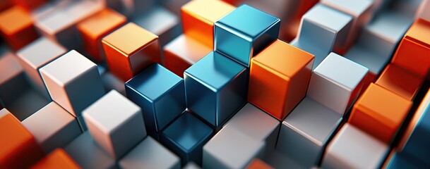 Poster - Abstract background with colorful cubes on a white surface, suitable for a business concept