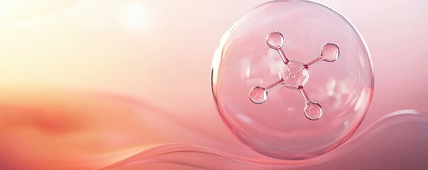 Poster - 3D Rendering of Molecule Inside Transparent Sphere