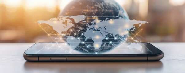 Poster - Holographic World Map on Mobile Phone Interface