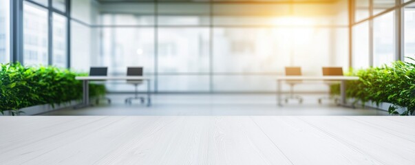 Poster - Bright Open Office Space with Greenery Decor