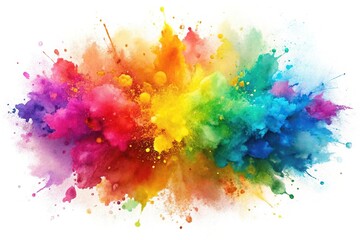 watercolor abstract picture, modern bright splash art, wide-angle view, white background