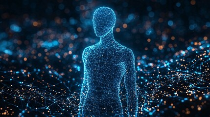  Humanoid  blue binary code