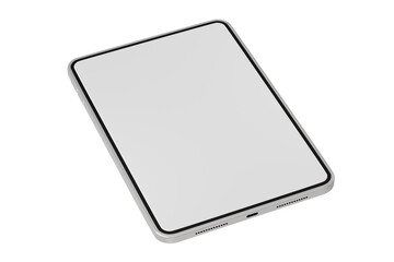 Poster - 3d Realistic tablet with blank white screen for mockup icon. Minimal tablet computer empty screen icon isolated on purple background. Computer electronics technology used everyday concept. 3d render.