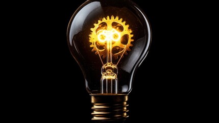 Aufkleber - Illuminated Light Bulb with Gear Inside
