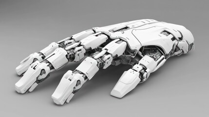 Poster - White Robotic Hand with Detailed Articulation